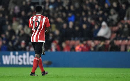 Football Soccer - Southampton v West Ham United - Barclays Premier League - St Mary's Stadium - 6/2/16 Southampton's Victor Wanyama walks off after being sent off Reuters / Hannah McKay Livepic/Files