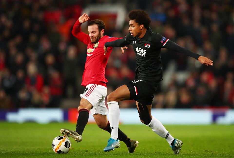 Juan Mata in action against AZ Alkmaar: Getty Images