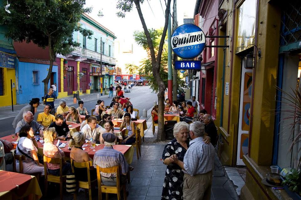 A streetside cafe in the arty La Boca precinct of Buenos Aires.