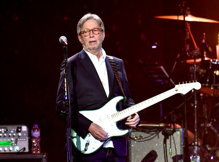 Eric Clapton performs on stage during Music For The Marsden 2020 at The O2 Arena in London.