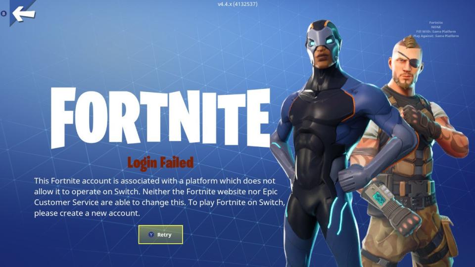 Fortnite (Switch error message)