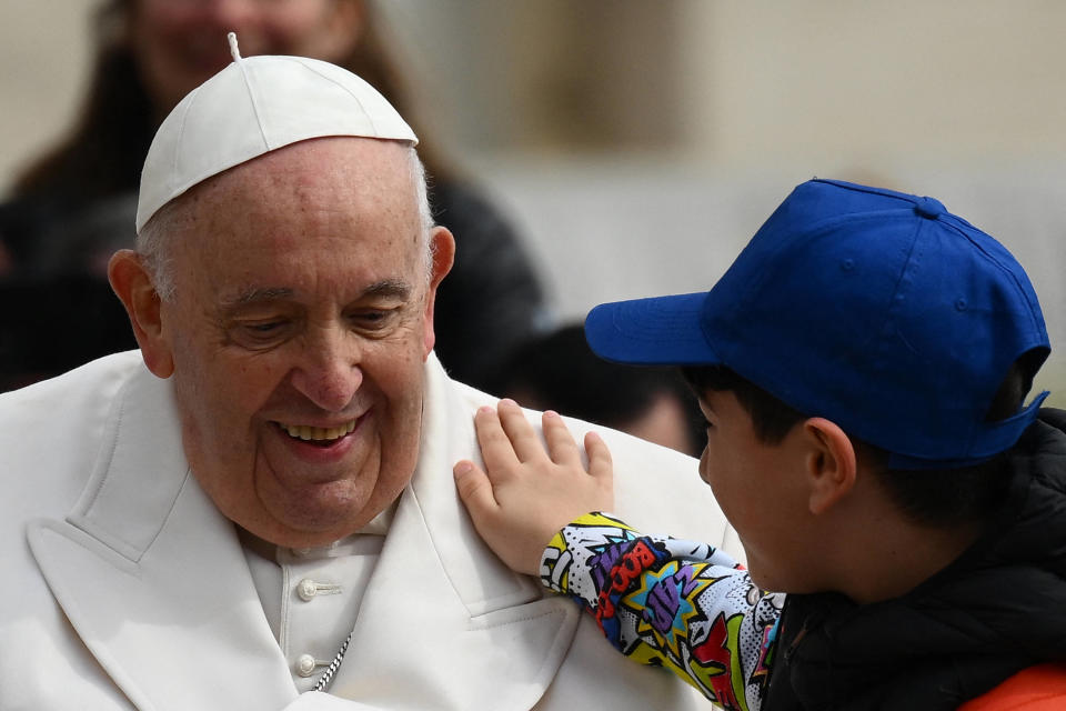 Le pape François, ici à la fin de l’audience générale hebdomadaire sur la place Saint-Pierre au Vatican, le 29 mars 2023.