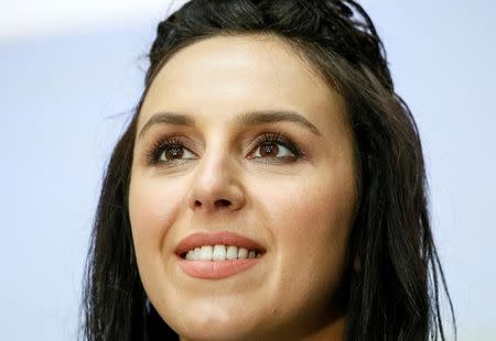 Crimean Tatar singer Susana Jamaladinova, known as Jamala, who won the Eurovision Song Contest, attends a news conference in Kiev, Ukraine, May 17, 2016. REUTERS/Gleb Garanich