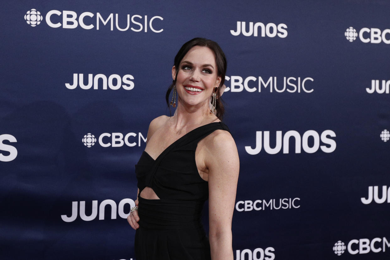Figure skater Tessa Virtue arrives on the red carpet for the Juno Music Awards at Budweiser Gardens in London, Canada, March 17, 2019. (Photo by Lars Hagberg / AFP)        (Photo credit should read LARS HAGBERG/AFP via Getty Images)