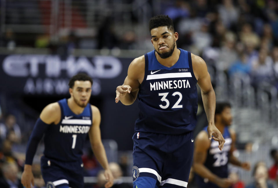 Karl-Anthony Towns is embracing his stardom with his first playoff bid on the line. (AP)