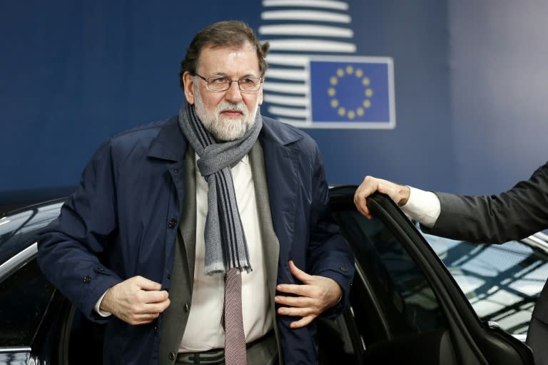Spanish Prime Minister Mariano Rajoy, seen here ahead of an EU summit in Brussels on Thursday, dissolved the Catalan parliament and called elections in the region