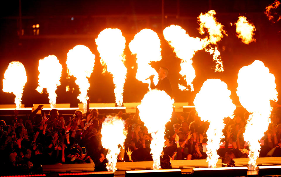 The show featured LOTS of pyrotechnics.&nbsp; (Photo: Streeter Lecka via Getty Images)