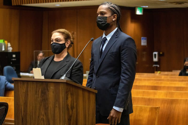 Rakim Mayers, the rapper known as A$AP Rocky at his arraignment in Los Angeles