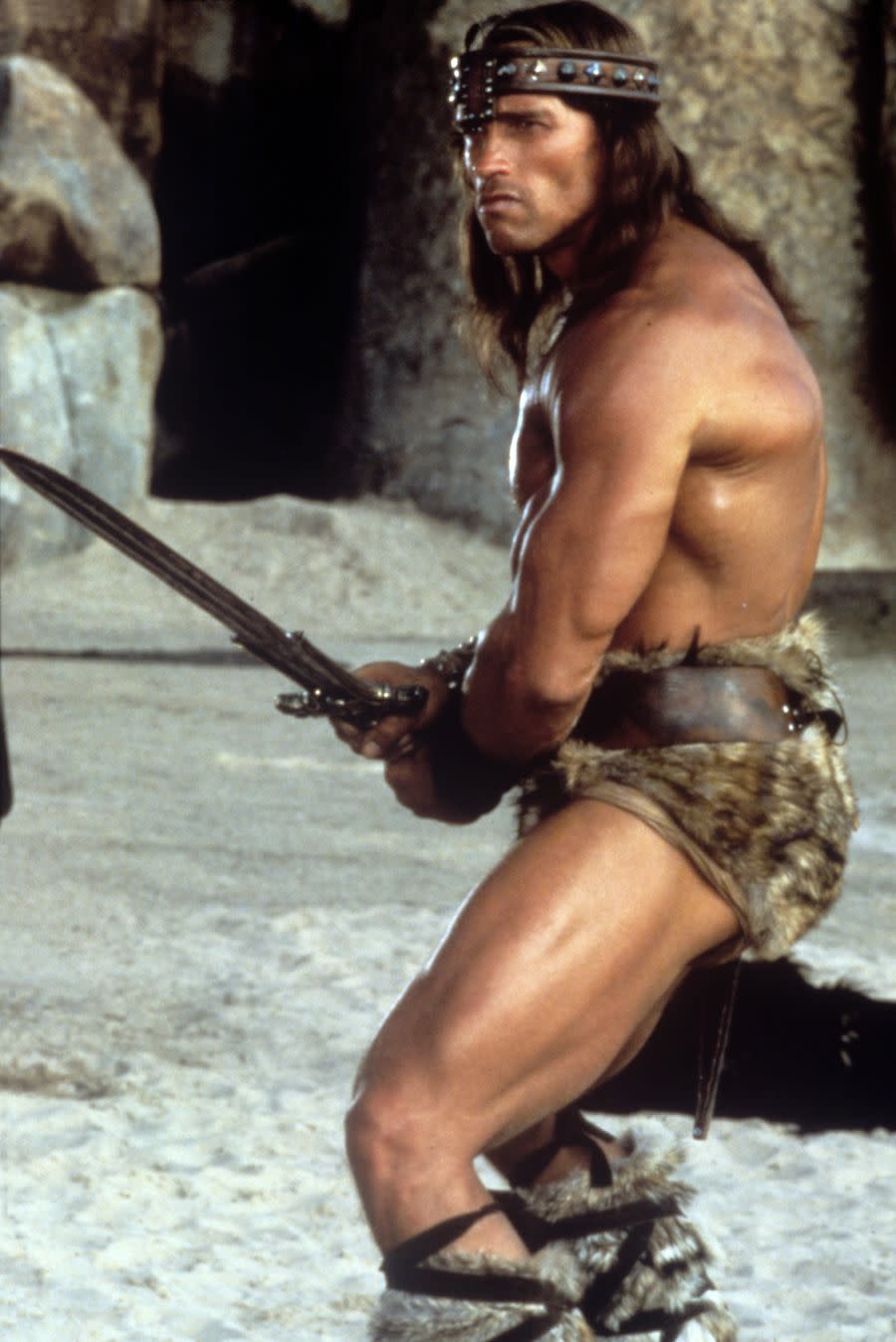<p>Interestingly, the '80s brought a whole new vocabulary for describing the male physique. And the buff-est of them all? Arnold. </p><p><strong>RELATED:</strong> <a href="https://www.goodhousekeeping.com/life/entertainment/g3638/heartthrobs-the-year-you-were-born/" rel="nofollow noopener" target="_blank" data-ylk="slk:The Most Popular Heartthrob The Year You Were Born »;elm:context_link;itc:0" class="link ">The Most Popular Heartthrob The Year You Were Born »</a> </p>