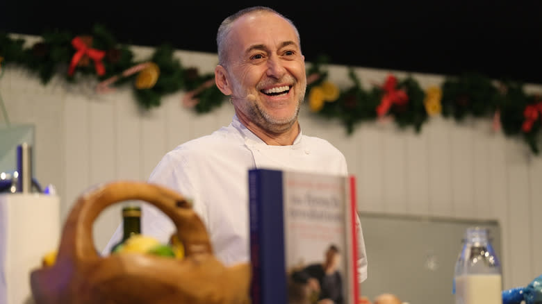 Michel Roux Jr. on a cooking show 