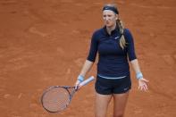 Tennis - French Open - Roland Garros - Karin Knapp of Italy vs Victoria Azarenka of Belarus - Paris, France - 24/05/16. Victoria Azarenka reacts. REUTERS/Pascal Rossignol