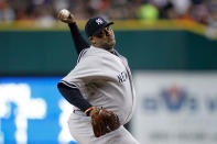 DETROIT, MI - OCTOBER 03: CC Sabathia #52 of the New York Yankees throws a pitch against the Detroit Tigers in the first inning of Game Three of the American League Division Series at Comerica Park on October 3, 2011 in Detroit, Michigan. (Photo by Gregory Shamus/Getty Images)