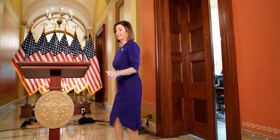 House Speaker Nancy Pelosi of Calif., reads a statement announcing a formal impeachment inquiry into President Donald Trump, on Capitol Hill in Washington, Tuesday, Sept. 24, 2019. (AP Photo/Andrew Harnik)