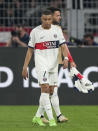 PSG's Kylian Mbappe leaves the pitch after the Champions League semifinal first leg soccer match between Borussia Dortmund and Paris Saint-Germain at the Signal-Iduna Park in Dortmund, Germany, Wednesday, May 1, 2024. (AP Photo/Martin Meissner)