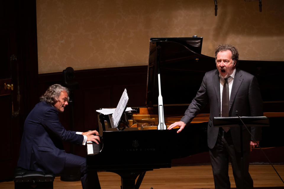 EDITORIAL USE ONLY Baritone Christian Gerhaher and pianist Gerold Huber perform songs by Schubert and Berg at a recital to launch the new season at Wigmore Hall as it becomes the first major UK music venue to welcome back live audiences, London.