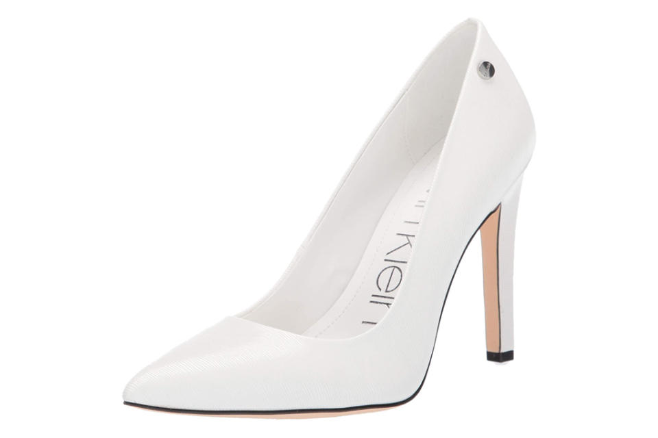 calvin klein, brady pumps, white