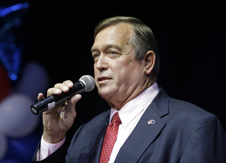 Rep. Cresent Hardy (R-Nev.) speaks at a GOP victory party Tuesday, Nov. 4, 2014, in Las Vegas. (AP Photo/John Locher)