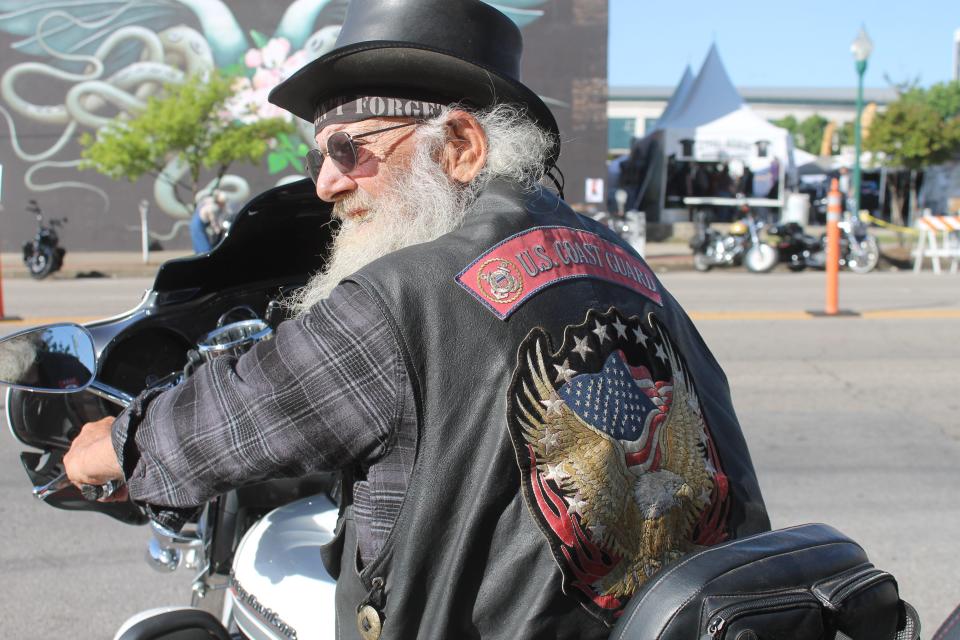 Norman "Judge Ruger" Evans rides in the Steel Horse Rally Saturday, May 7 in Fort Smith, Arkansas.