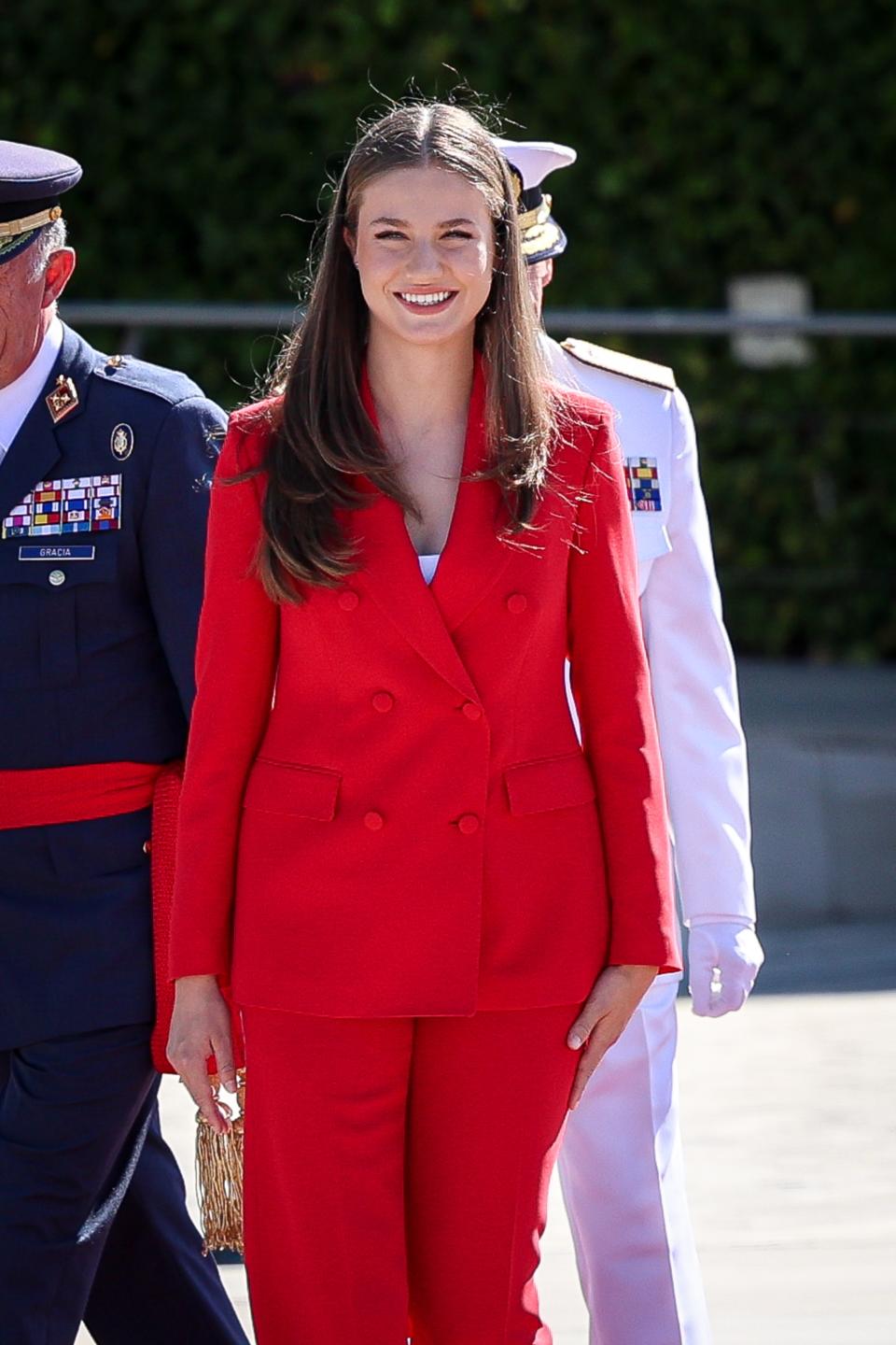 MADRID, SPAIN - JULY 12: Crown Princess Leonor of Spain departs for an official visit to Portugal at Adolfo Suarez Madrid-Barajas Airport on July 12, 2024 in Madrid, Spain. (Photo by Pablo Cuadra/Getty Images)