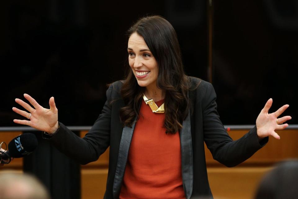 Labour leader and prime minister-elect, Jacinda Ardern, speaks to her MPs during a caucus meeting at Parliament on 20 October 2017 in Wellington, New Zealand (Getty Images)