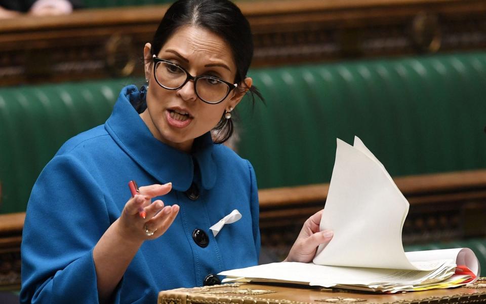 Priti Patel will no longer be welcome at a key meeting to discuss the migrant crisis on Sunday - Jessica Taylor/AFP