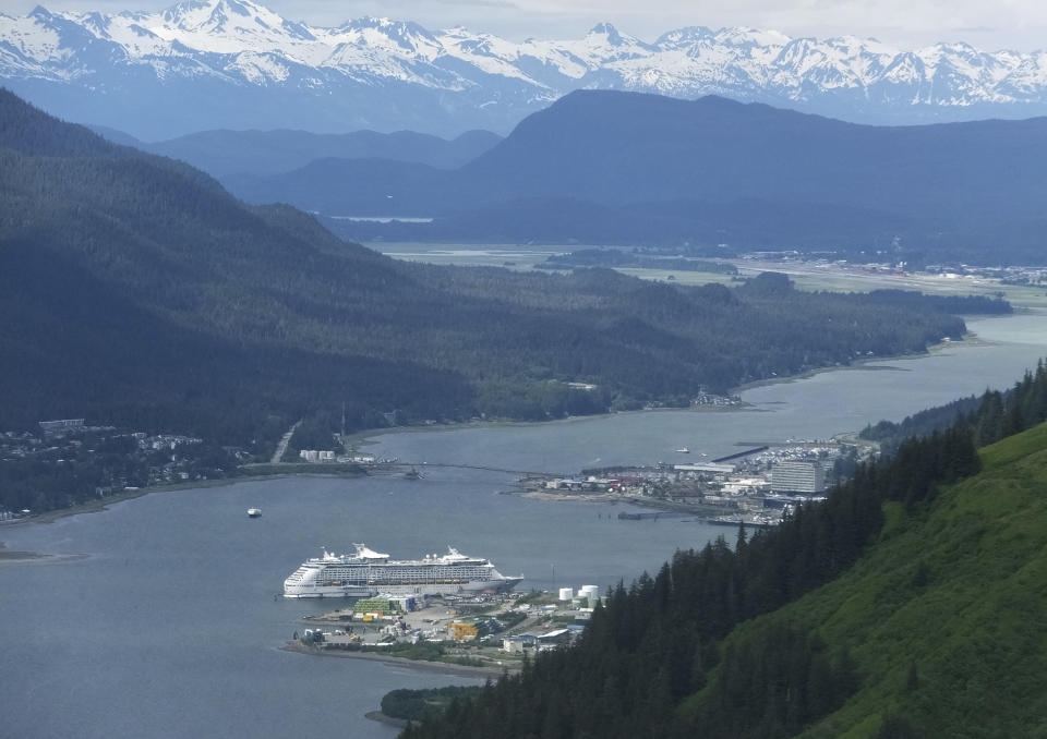 A cruise ship sits docked near downtown Juneau, Alaska on June 4, 2017. (Becky Bohrer/AP)