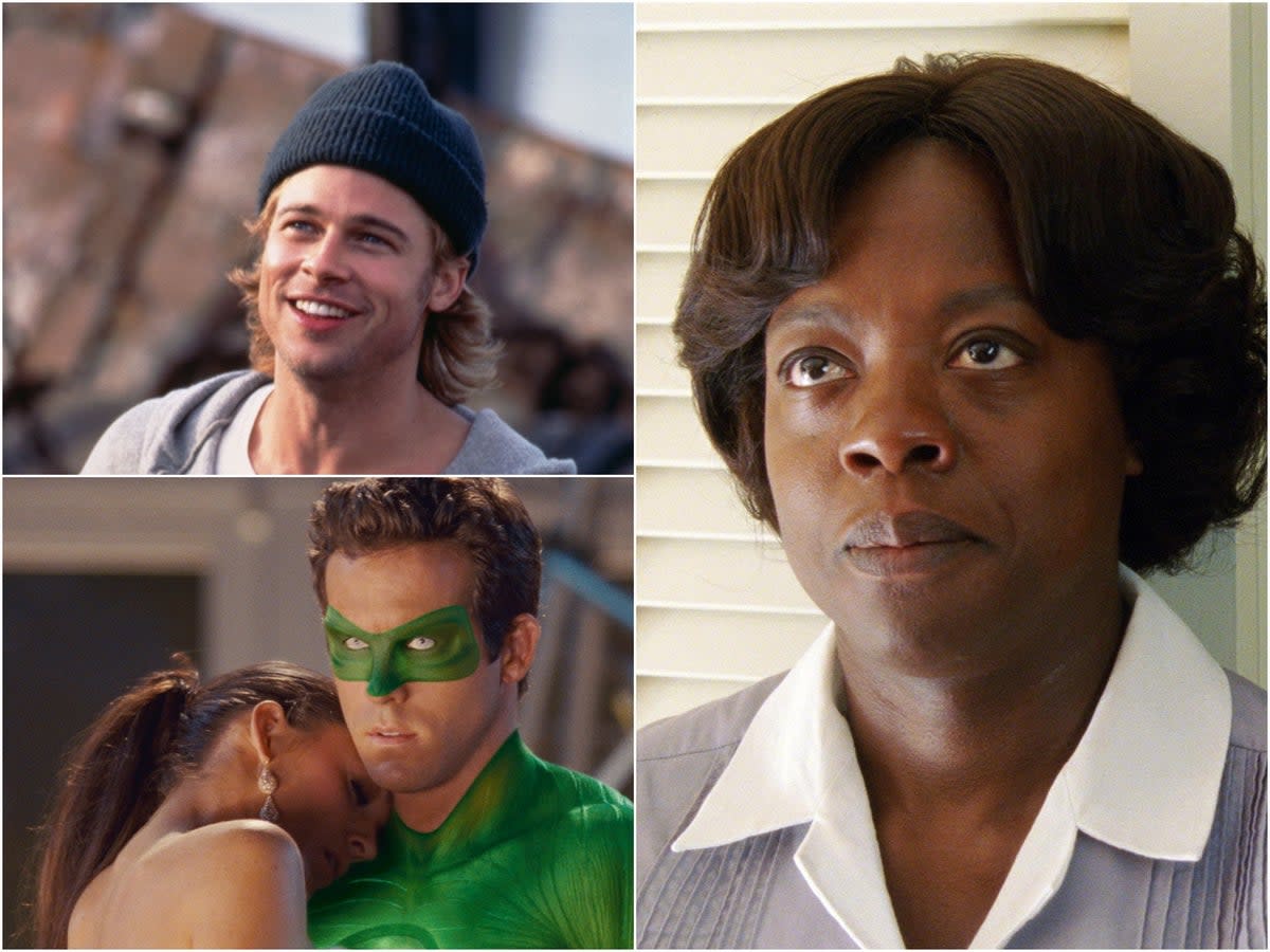 Brad Pitt in ‘The Devil’s Own’, Blake Lively and Ryan Reynolds in ‘The Green Lantern’ and Viola Davis in ‘The Help’ (Shutterstock)