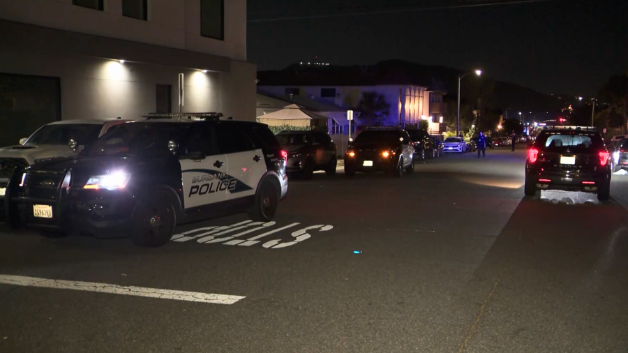 Police respond to a shooting report in Burbank on April 2, 2024. (KTLA)