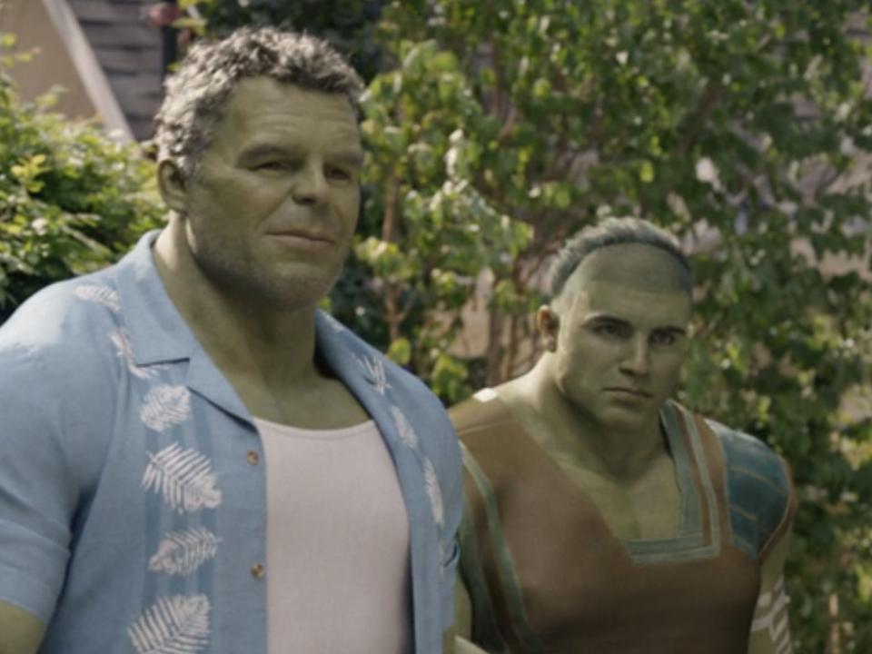 Bruce Banner, as the Hulk, introduces his son, Skaar, to his completely surprised family at the end of "She-Hulk."