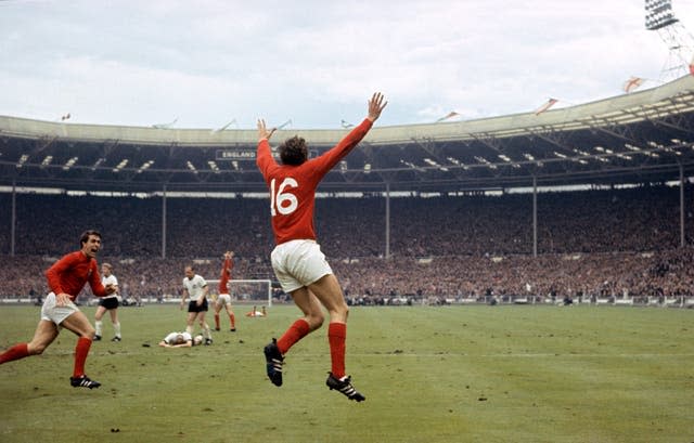 Martin Peter's celebrates his goal in the 1966 World Cup final