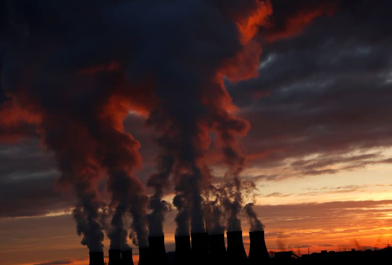 FILE PHOTO: Sunset over Drax power station in North Yorkshire