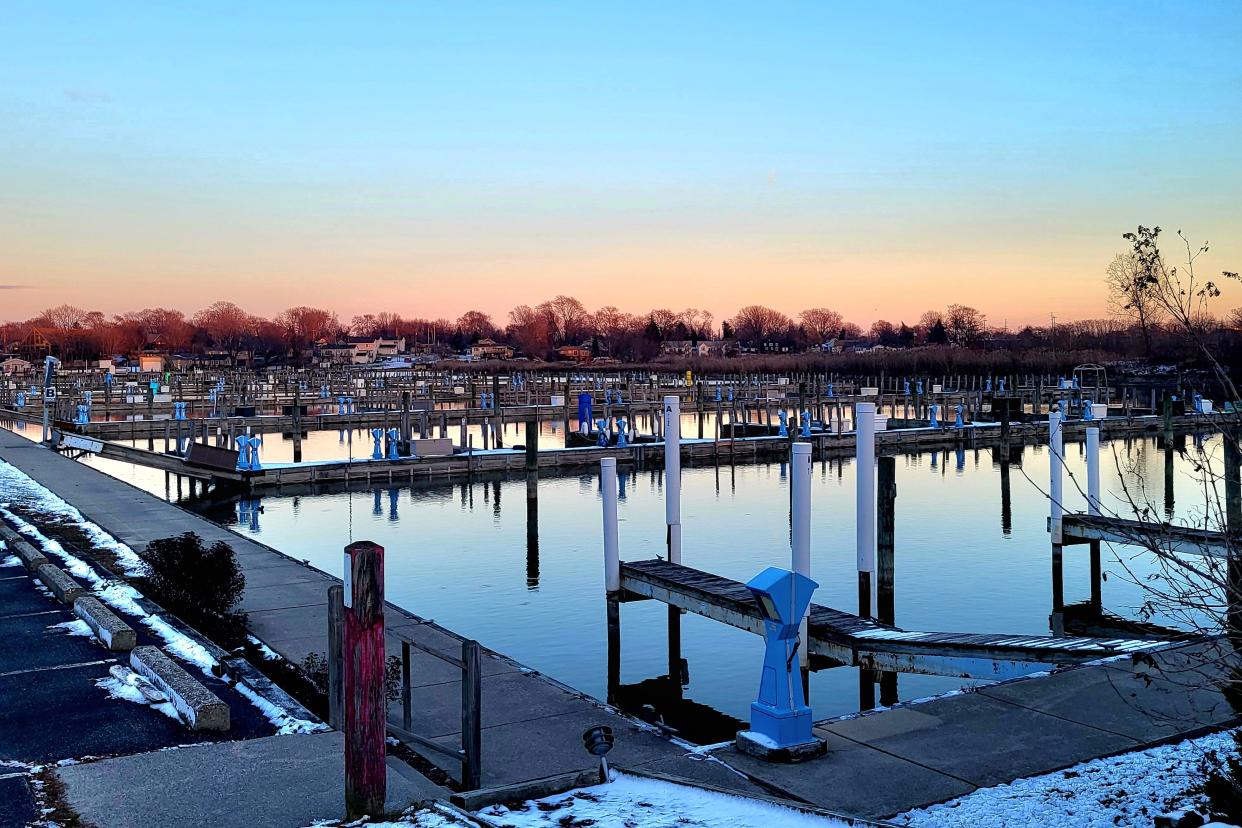 Docks off the Black River are shown on Tuesday, Dec. 19, 2023, at Bridge Harbour Marina in Port Huron Township. The marina now has new owners who plan to revamp the establishment ahead of the 2024 boating season.