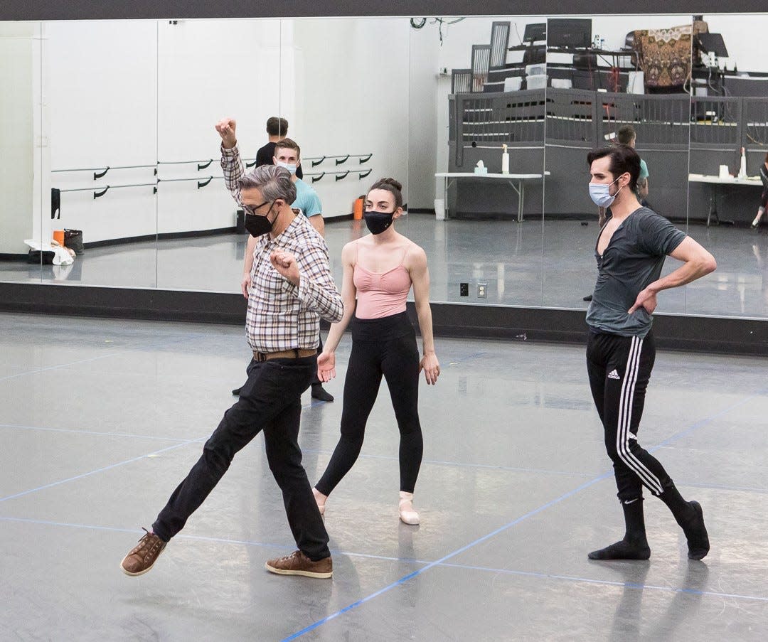 Nashville Ballet Artistic Director Paul Vasterling works with 2020-21 company dancers Katie Vasilopoulos and Owen Thorne. Vasterling has been Nashville Ballet's artistic director for 25 years and has been with the organization for 33, announced he will retire at the end of the 2022-23 season. Associate Artistic Director Nick Mullikin will move into the artistic director role.