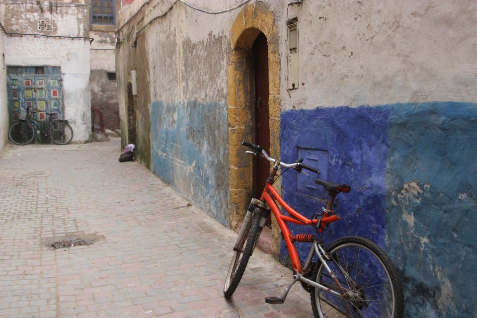A cobalt-trimmed alleyway in Essaouira.