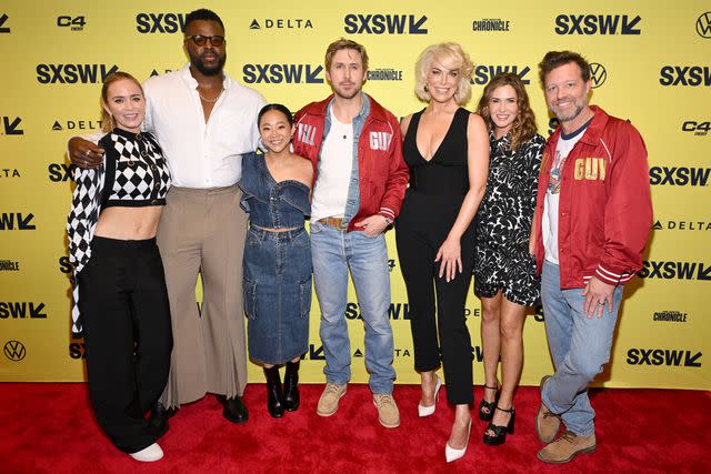 <p>Daniel Boczarski/Getty</p> (Left-right:) Emily Blunt, Winston Duke, Stephanie Hsu, Ryan Gosling, Hannah Waddingham, Kelly McCormick and David Leitch at "The Fall Guy" SXSW premiere on March 12