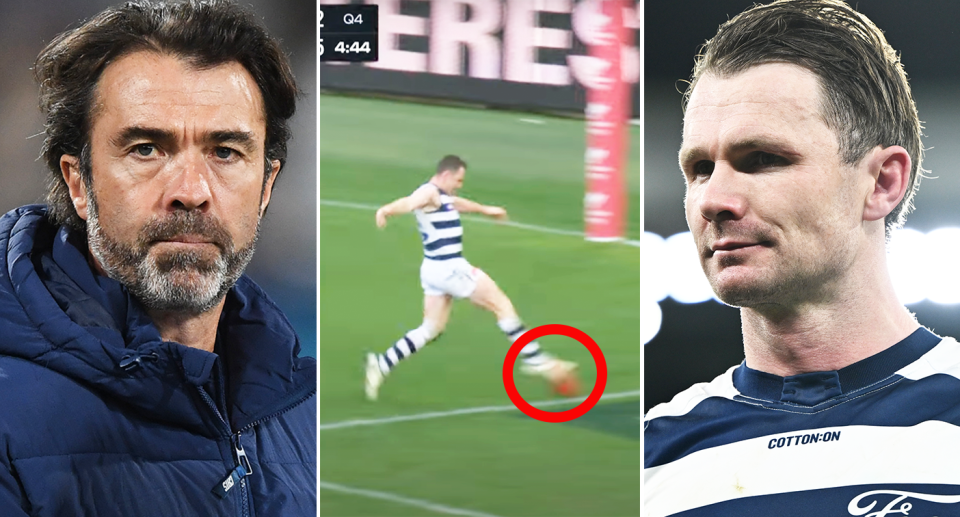 Pictured left to right: Chris Scott, Patrick Dangerfield middle and right