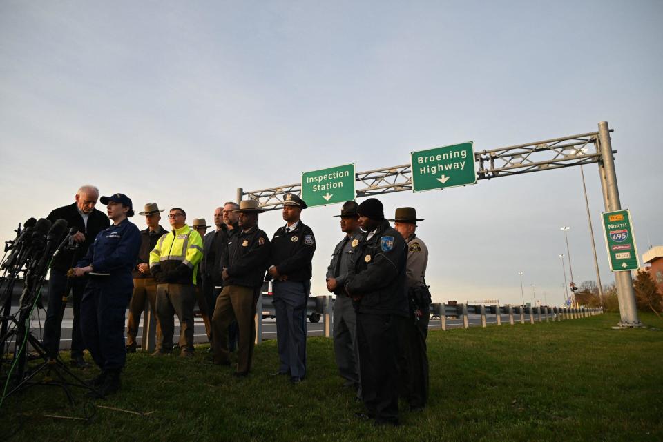 Francis Scott Key Bridge in Baltimore collapsed after a column was hit by a large container ship - 26 Mar 2024