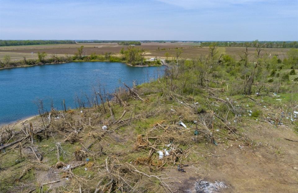 BEFORE: Aerial view of Neal Pit following the March 2023 tornado.