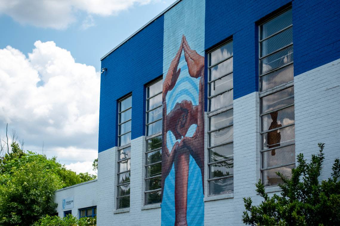 Pictured is a mural on the exterior of the now abandoned old Boys and Girls Club of Greater Durham building along East Pettigrew Street in Durham, in the Hayti neighborhood.