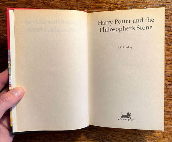 <p>HANSONS AUCTIONEERS</p> Inside the first edition copy of <em>Harry Potter and the Philosopher’s Stone</em>