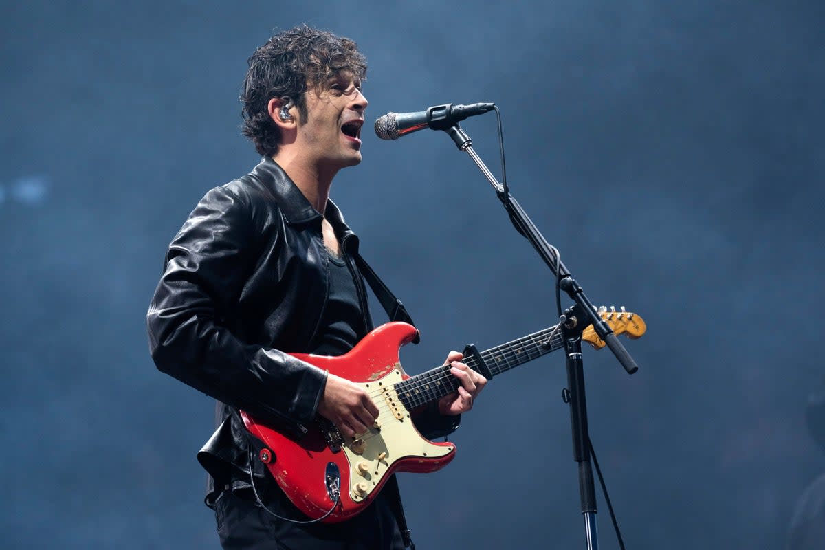 Matty Healy, frontman for The 1975, who revelled in their funk-laced, 1980s pop sound (Scott Garfitt/Invision/AP)