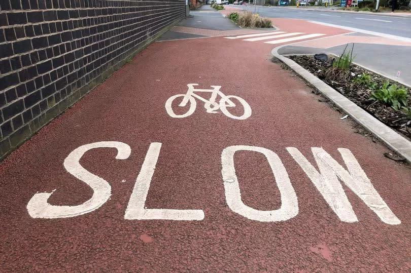A cycle lane on Liverpool Street in Salford.