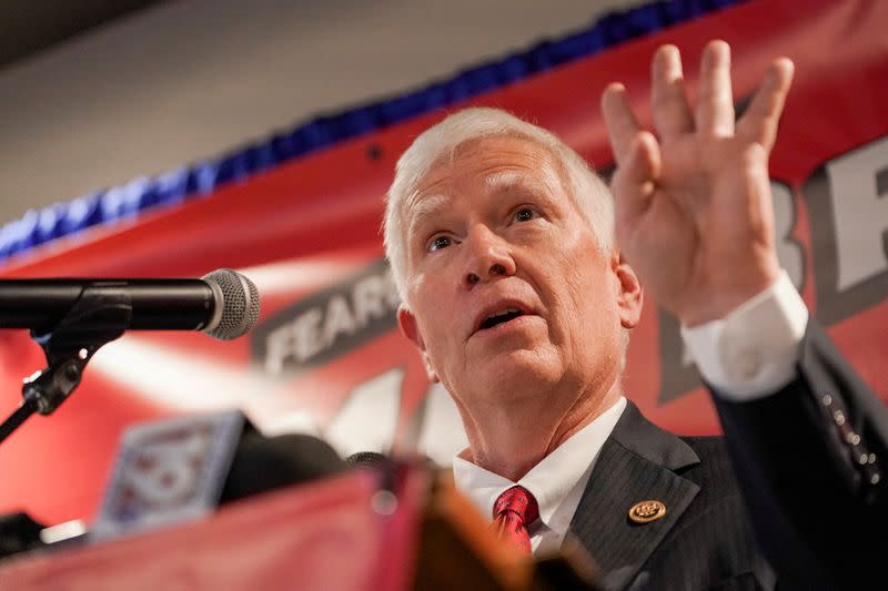 FILE PHOTO: U.S. Rep. Mo Brooks makes an announcement in Huntsville, Alabama