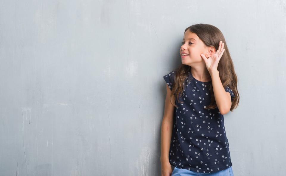 <p>This is another exercise you can do with your kids. It's very similar to "The Name Game" except this time, invite your little ones "to put on their listening ears" like they are putting on imaginary headphones. Ask them to identify 10 sounds that they can hear.</p><p>You can prompt them by asking: "Can hear sounds from inside your body? Inside the room? Outside the house? Do you notice some sounds more than others?" </p><p>"At Mindful Schools, we find that this is a helpful practice for children when they are feeling overwhelmed," says Beach. "It’s a powerful way to gently shift their attention from something that is<br> frustrating to something that is more neutral, like sound."</p>