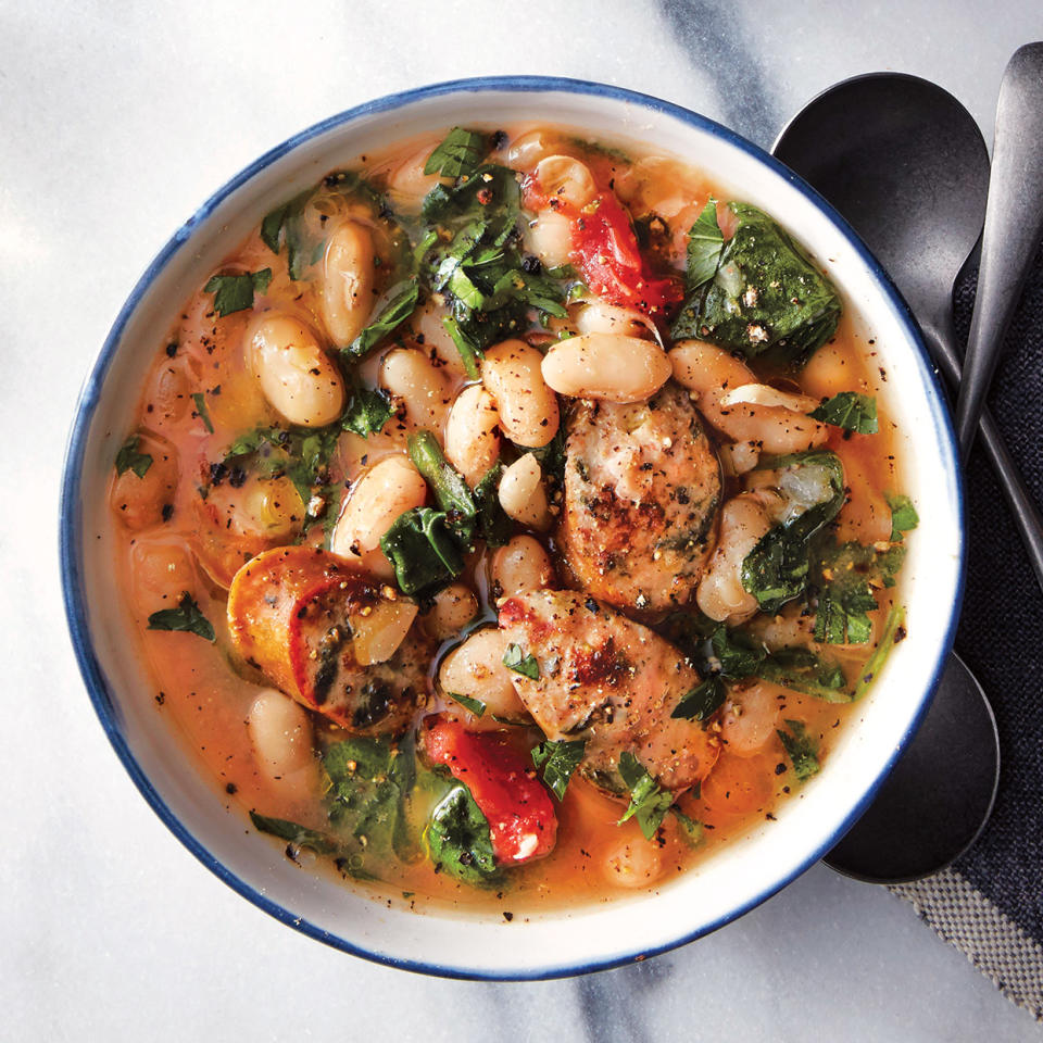 Slow-Cooker White Bean, Spinach & Sausage Stew