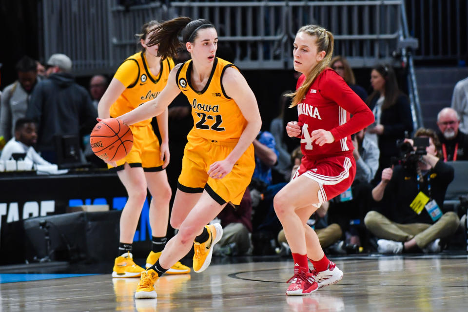 Iowa's Caitlin Clark is one of the top candidates for National Player of the Year. (Aaron J. Thornton/Getty Images)