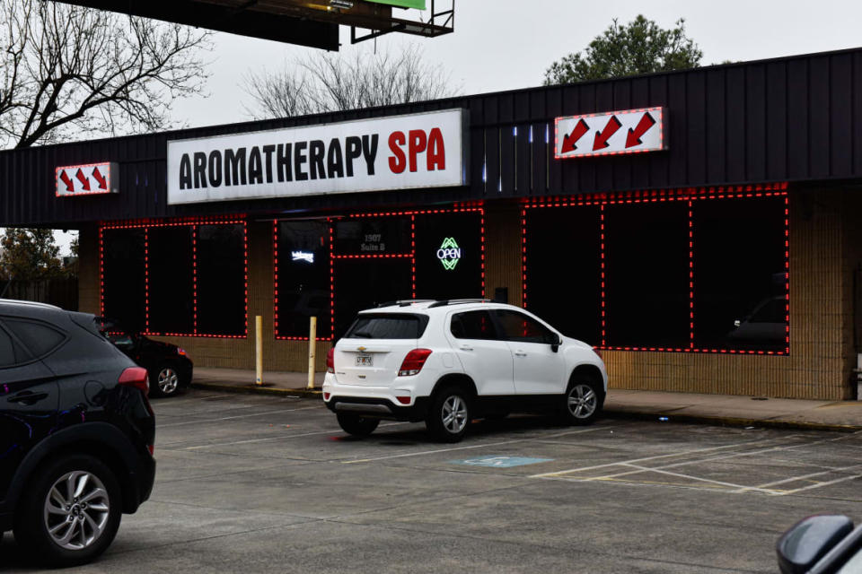 <div class="inline-image__caption"><p>The Aromatherapy Spa was one of the three Asian massage parlors that was hit by deadly shooting attacks.</p></div> <div class="inline-image__credit">Virginie Kippelen/AFP via Getty</div>