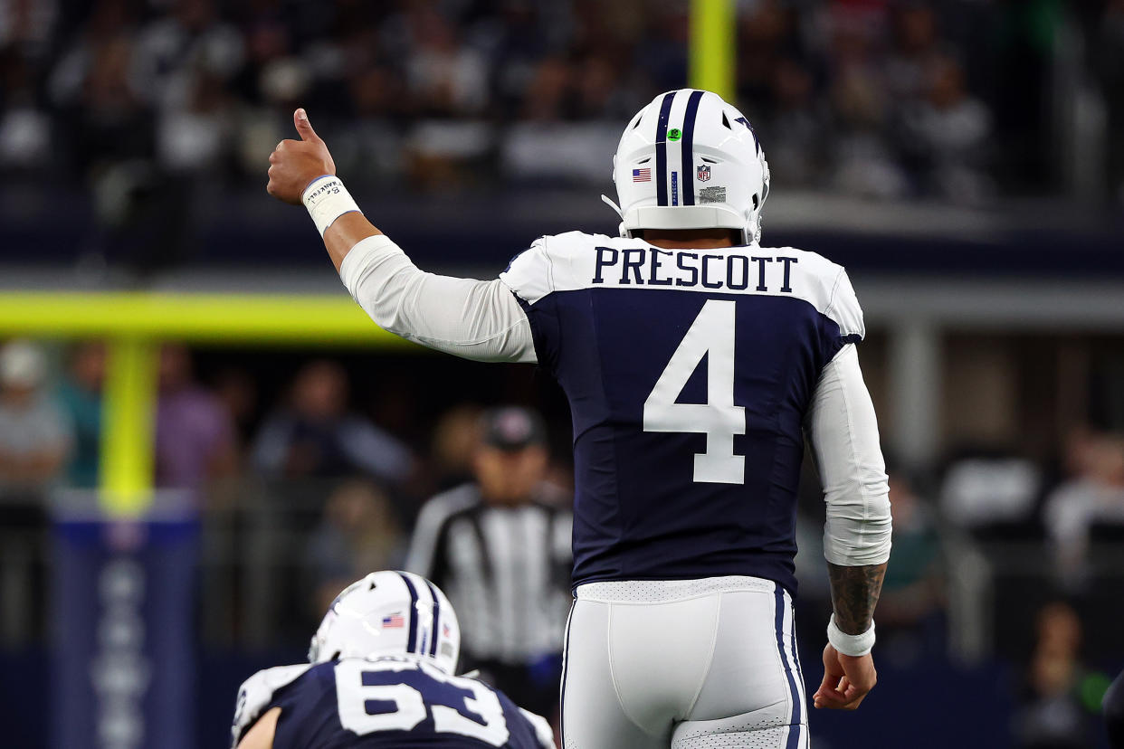 How much has Dak Prescott's improved play boosted the Cowboys' fantasy football values? (Photo by Richard Rodriguez/Getty Images)