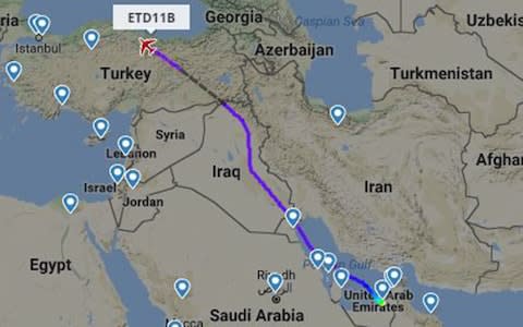 An Etihad aircraft bound for New York avoiding Syria - Credit: FlightRadar24.com
