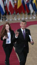 Czech Republic's Prime Minister Andrej Babis arrives for an EU summit at the European Council building in Brussels, Thursday, Feb. 20, 2020. After almost two years of sparring, the EU will be discussing the bloc's budget to work out Europe's spending plans for the next seven years. (AP Photo/Virginia Mayo)